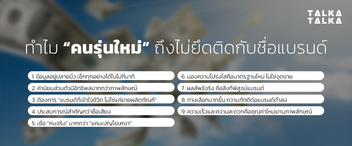 ทำไมคนรุ่นใหม่ถึงไม่ยึดติดกับชื่อแบรนด์